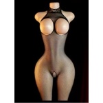 Macacão Arrastão Sensual com Gola Rendada – Elegância e Ousadia em Perfeita Harmonia - Tamanho Único