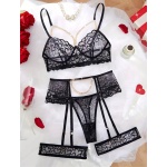 Conjunto Lingerie Sensual Luxo com Cinta Liga – Elegância, Charme e Sofisticação - Tamanho L