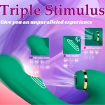 Vibrador Triple Stimulus 3 em 1 com Sucção, Pulsação e Vibração - Verde