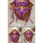 Conjunto Lingerie Sensual Luxo em Renda Lilás – Delicadeza, Charme e Sofisticação - Tamanho Único