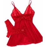 Camisola Sensual Luxo em Renda Vermelha com Calcinha – Elegância, Conforto e Sedução - Tamanho Único