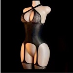 Body Sensual Vazado com Meias Integradas – Elegância e Sedução em Uma Só Peça - Tamanho Único