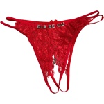 Calcinha Sensual Rendada Vermelha Personalizada "DIA DE CU" – Ousadia, Charme e Diversão - Tamanho L