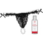 Brazilian Panty Intt – Calcinha Preta com Pérolas + Gel Deslizante Morango - Image 2