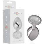 INTENSE - PLUG ANAL DE METAL ALUMÍNIO COM CRISTAL PRATEADO TAMANHO S
