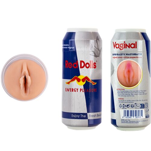 img_219071_5d1314f8c230a6f6d2040263e9a1735b_20 ALIVE - RED DOLL - LATA DE ENERGÉTICO PARA MASTURBAÇÃO MASCULINA COM VAGINA - Image 1